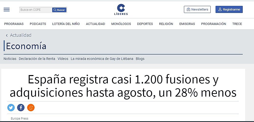 Espaa registra casi 1.200 fusiones y adquisiciones hasta agosto, un 28% menos